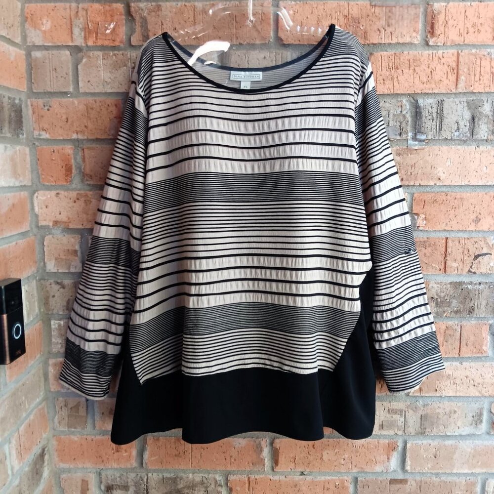Dana Buchman Womens Top Blouse Pullover Long Sleeves Roll Tab Size XL